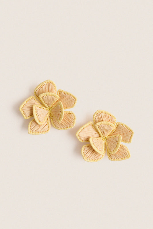 Butter Yellow Raffia Waverly Earrings