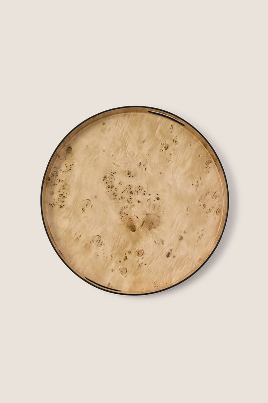 Burled Wood Pattern Round Tray (Set of 3)