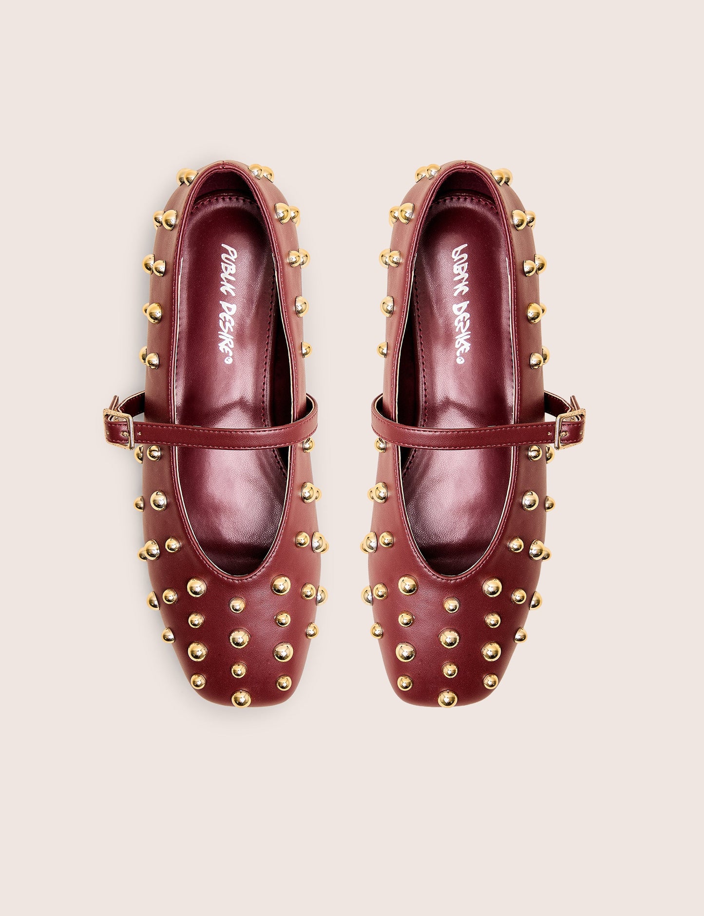 Elsie Burgundy Studded Ballerina Flats