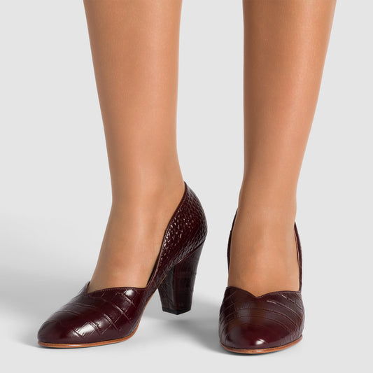Marilyn Vintage Pumps (Mock Croc Cordovan)