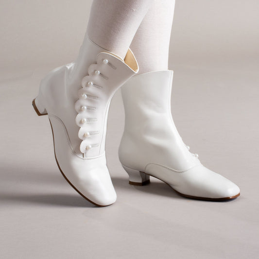 Renoir Victorian Button Boots (Soft Ivory)