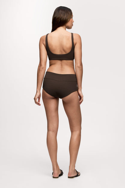 Boy Short Bikini Bottom | Crispy Espresso