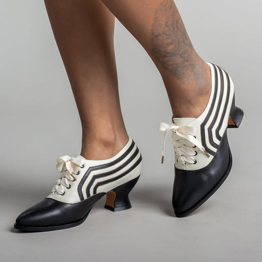Bernadette Edwardian Oxfords (Ivory/Black)