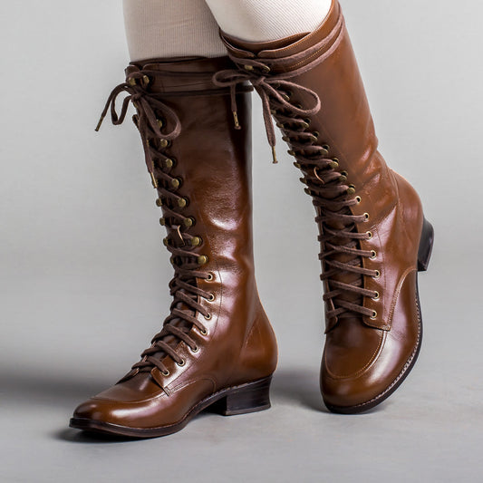 Bessie Vintage Aviator Boots (Brown)