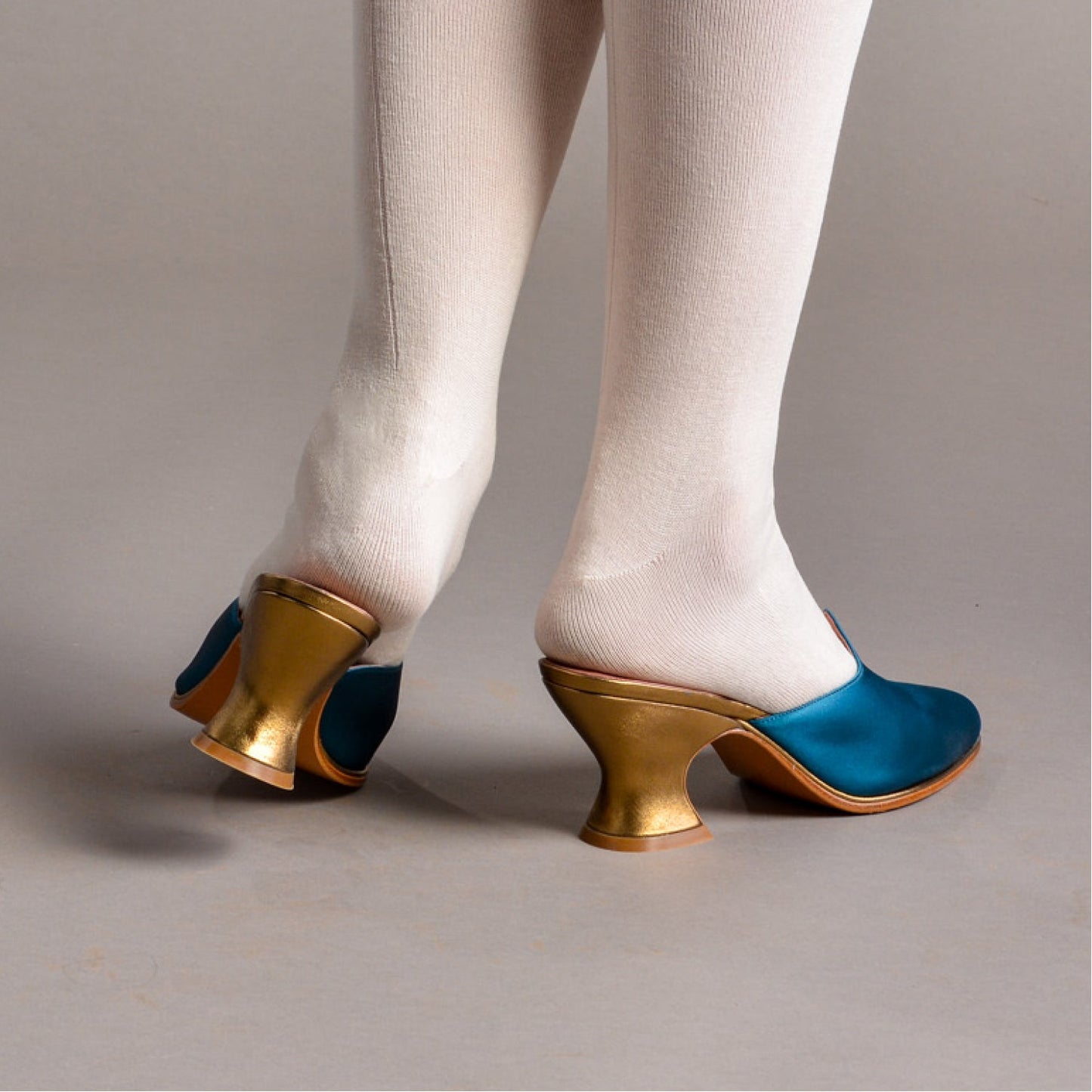 Charlotte 18th Century Mules (Teal)