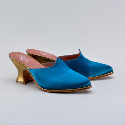 Charlotte 18th Century Mules (Teal)