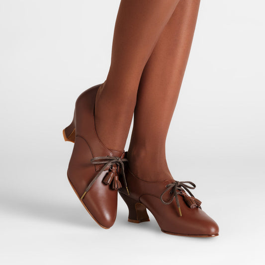 PRE-ORDER Cordelia Edwardian Oxfords Wide (Chestnut)