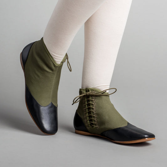 Keckley Victorian Side-Lace Boots (Green/Black)