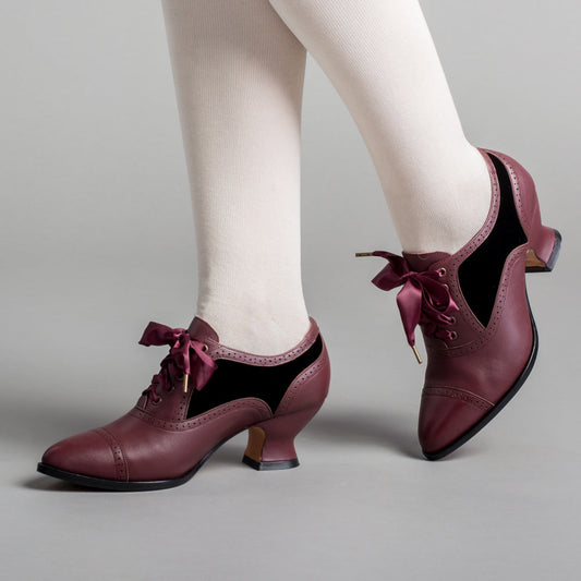 Lucille Edwardian Oxfords (Merlot/Black)