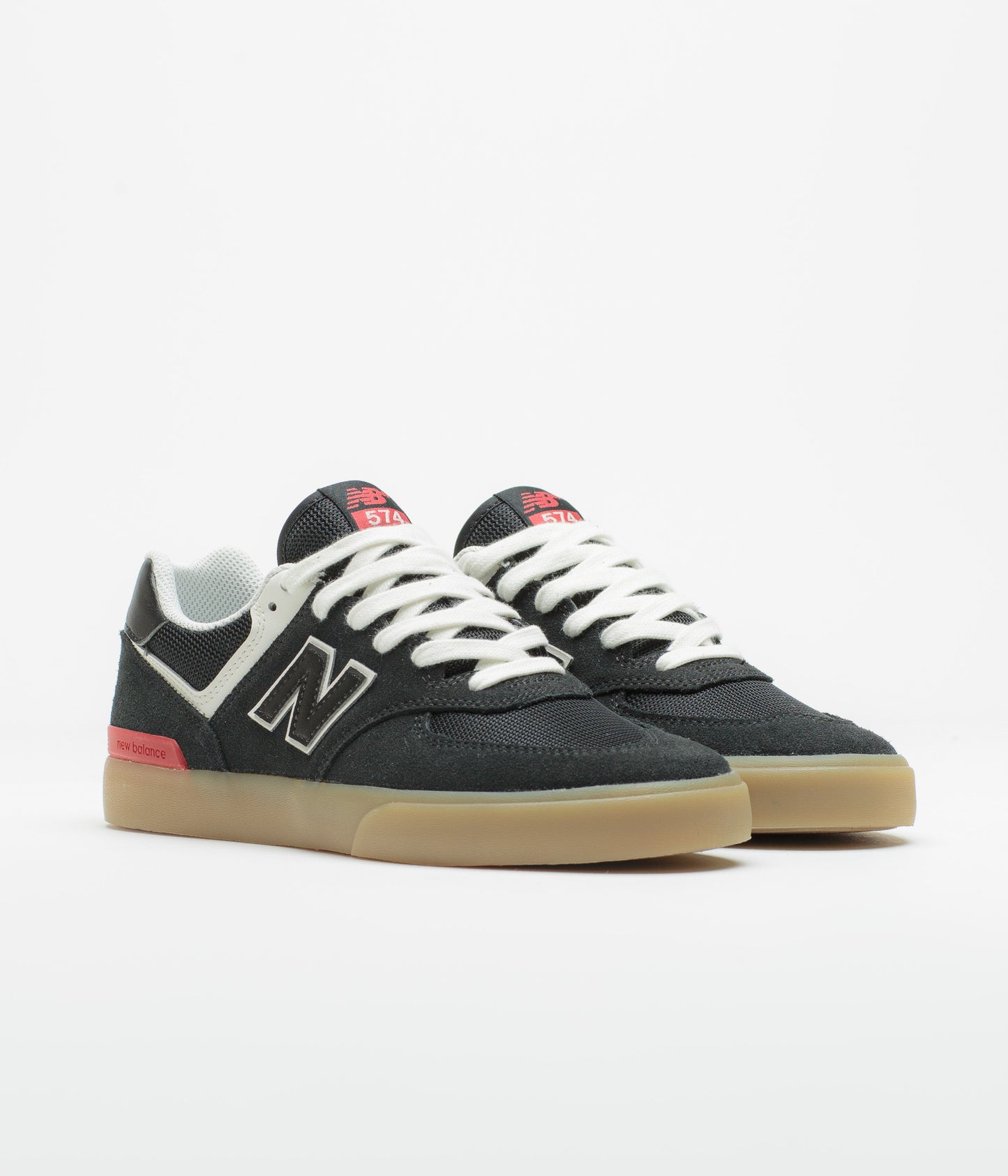 New Balance Numeric 574 Shoes - Black / White / Gum
