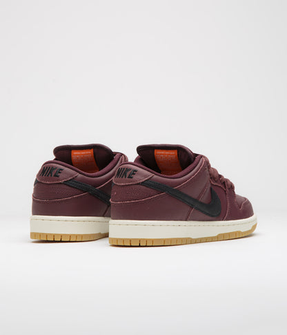 Nike SB Orange Label Dunk Low Pro Shoes - Burgundy Crush / Black - Mystic Dates - Sail