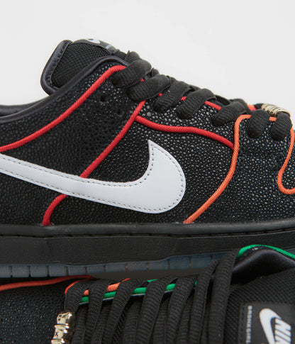 Nike SB x Bronx Girls Skate Dunk Low Pro Shoes - Black / White - Challenge Red - Total Orange