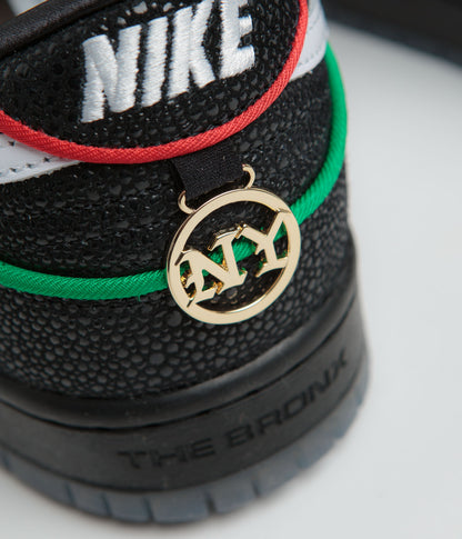 Nike SB x Bronx Girls Skate Dunk Low Pro Shoes - Black / White - Challenge Red - Total Orange