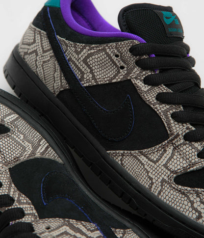 Nike SB x Dashawn Jordan Dunk Low Pro Shoes - String / Black - Bright Spruce - Fierce Purple