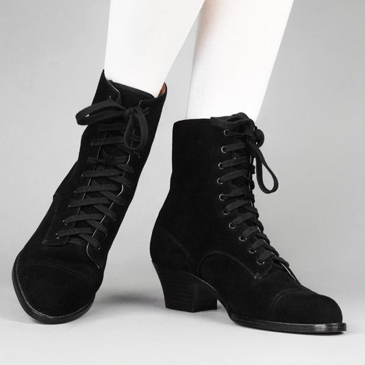 Paris Boots Wide (Black Suede)