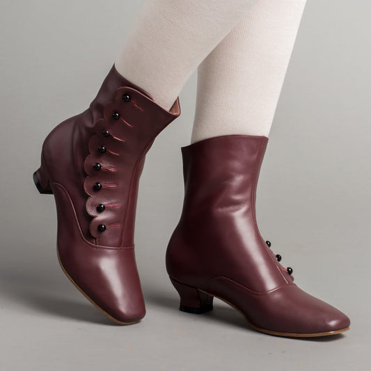 Renoir Victorian Button Boots (Merlot)