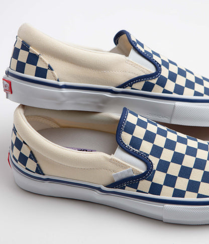 Vans Skate Slip-On Shoes - (Checkerboard) Blue / White