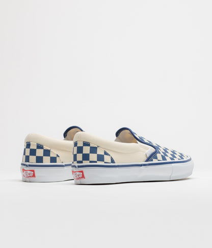 Vans Skate Slip-On Shoes - (Checkerboard) Blue / White