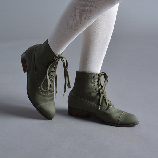 Watson Edwardian Lace-Up Boots (Moss Green)
